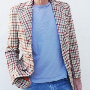 70s Mens Jacket in Double Knit Plaid