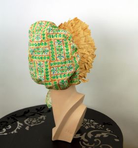 Hollie Hobbie style sunbonnet with tie at chin and corn husk brim - Fashionconstellate.com