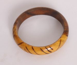 1970s Carved Wooden Wood Bracelet Bangle