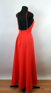 1970s gown orange long dress maxi dress fabric rose Howard Wolf Size S/M - Fashionconstellate.com