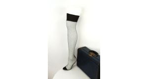 1940s fishnet stockings with seams thigh high hose gray cuban heel hosiery NOS