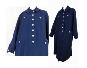 Vintage Mod 1960s Navy Blue Wool Coat ''Botany'' Lightweight Spring Coat 