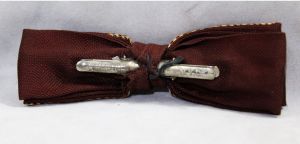 1940s 50s Men's Bow Tie - Dark Brown Deco Striped Bowtie - Mens Houndstooth Brocade Bowtie  - Fashionconstellate.com