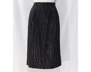 Size 8 Designer Gray Skirt - Valentino Avant Garde Abstract Wool Tailored Skirt - Chic 90s Office 