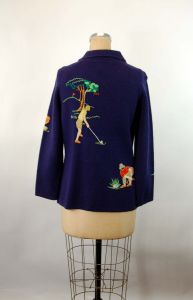 1960s golf novelty sweater cardigan kitschy preppy acrylic sweater Size M - Fashionconstellate.com