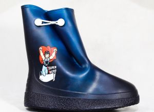 Child Size 11 Super Hero Galoshes - Authentic 1960s Child's Rain Boots with Cartoon Astronaut - Fashionconstellate.com