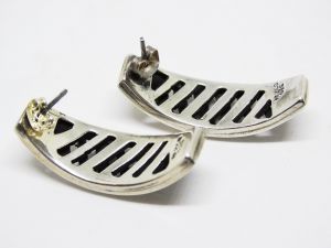 Vintage Mexican Sterling Silver Pierced Earrings Criss Cross Cut Out Design Earrings - Fashionconstellate.com