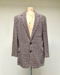 Vintage 1950s Sport Coat, 50s Brown White Slubby Wool Jacket, Mid-Century Rockabilly Blazer, 42 Long - Fashionconstellate.com