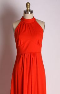 Late 1960s Early 1970s Red Polyester Full Length Sleeveless Dress by Patricia Fair - XS - Fashionconstellate.com