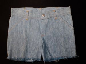 Girl's Size 8 1970s Cut-Off Shorts - Childs Light Blue Soft Denim Deadstock - Children's Summer 