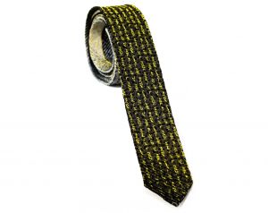 Rockabilly Men's Skinny Tie - 1950s Ultra Narrow Necktie - Black Gray Gold Yellow Feather Quill