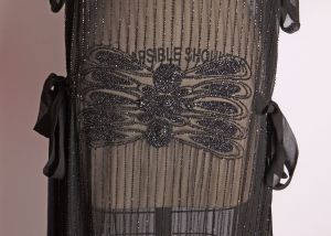 1920s Heavily Beaded Sheer Side Sash Flapper Black Dress - Fashionconstellate.com