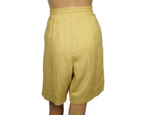 Vintage 1950s Bermuda Shorts, Yellow Slubbed Raw Silk, by Royal Casuals Montreal, Size Medium - Fashionconstellate.com