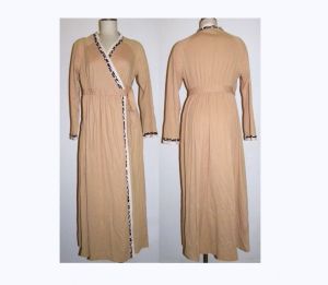 70s Vanity Fair Leopard Trim Robe | Dressing Gown House Coat | Fits S/M