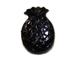 10 Black Pineapple Plastic Buttons - 14mm x 9mm - Small Novelty Tropical Pine Apple Fruit 