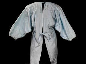 1950s Hospital Gown - New Mom Maternity Shirt - Pale Blue Cotton Top with Embroidery & Smocking  - Fashionconstellate.com