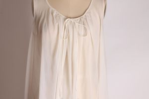 1950s Sheer White Two Piece Nylon Nightgown and Robe Peignoir Lingerie Set - XL - Fashionconstellate.com