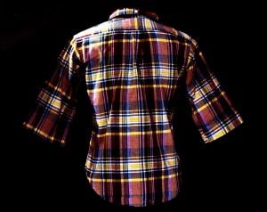 Small 1950s Oxford Polo Shirt - 50s Plaid Cotton Casual Top - Cuffed Short Sleeve Summer Shirt  - Fashionconstellate.com