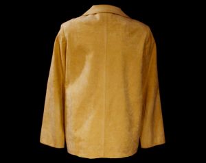 Size 12 Tan Faux Suede Jacket - 1970s Vegan Suede Office Blazer - Washable 60s 70s Yellow Taupe - Fashionconstellate.com