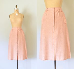 Alisa peach linen skirt, knee length skirt, high waisted skirt, linen clothing