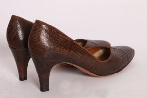 1940s Lizard Reptile Leather High Heels by Norene - Size 6 1/2AAAA