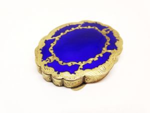 Antique Italian Enamel Gilted Gold Mirrored Powder Compact