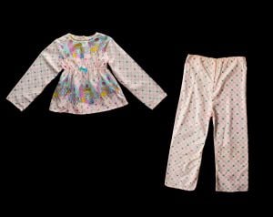 Girl's Vintage Pajama - Size 12 to 14 Child's Flannel PJ Set - Pink Fantasy Novelty Print