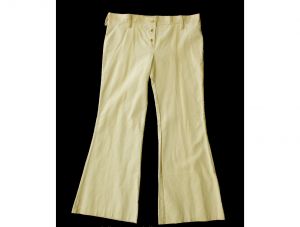 Size 10 Corduroy Bellbottom Pants - Ladies 1970s Low Rise Cotton Cord Trousers - 70s Hippie Light Ta - Fashionconstellate.com