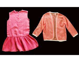 Girls Size 8 to 10 Flapper Style Dress - Mod 1960s Child's Pink Summer Sheath Pleated Skirt & Sheer  - Fashionconstellate.com