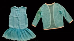 Girls Size 8 Flapper Style Dress - Mod 1960s Child's Blue Summer Sheath Pleated Skirt & Sheer Jacket - Fashionconstellate.com