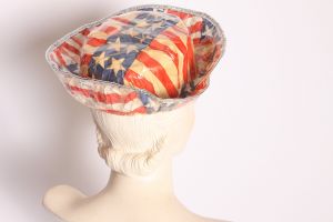 1970s Novelty Bicentennial Plastic American Flag Fourth of July Bucket Hat - Fashionconstellate.com