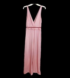 Vintage 70s Pink Jumpsuit Catsuit Pajamas Sleepwear Palazzo Pants Onesie by Sears | L/XL - Fashionconstellate.com