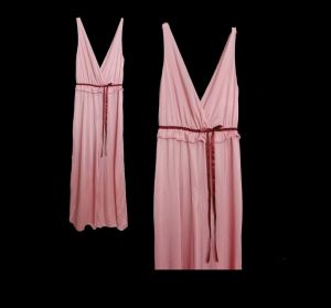 Vintage 70s Pink Jumpsuit Catsuit Pajamas Sleepwear Palazzo Pants Onesie by Sears | L/XL