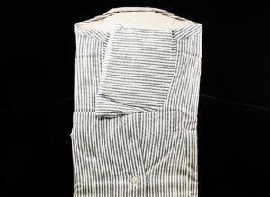 Size 10 Boy's Dress Shirt - 1950s Gray & White Striped Cotton Oxford - Child's Long Sleeve 50s 60s  - Fashionconstellate.com