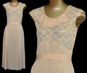 30s Silk Dress, Crocheted Bodice and Original Belt, Vintage 30s Silk Dress, Size XS to S - Fashionconstellate.com