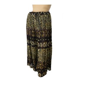 Vintage Gypsy Broomstick Skirt India Cotton Gauze Maxi Boho Animal Leopard Print by Revue | S to L - Fashionconstellate.com