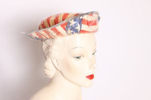 1970s Novelty Bicentennial Plastic American Flag Fourth of July Bucket Hat