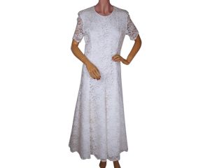 Vintage 1980s Lace Wedding Gown - Size M - L