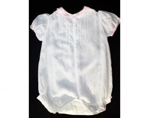 1920s Toddlers White Cotton Romper - Charming Chemise Style with Pink Deco Embroidery  - Fashionconstellate.com