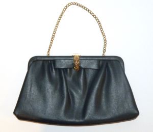 60s Vegan Faux Leather Clutch with BOW Handbag | Andé | 10'' x 5.5''