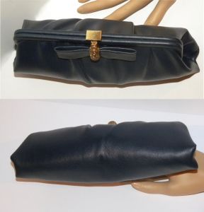60s Vegan Faux Leather Clutch with BOW Handbag | Andé | 10'' x 5.5'' - Fashionconstellate.com