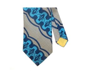 70s Blue MOD WIDE Tie | Abbey Couture 72 Necktie | Men Women | 4.5'' wide - Fashionconstellate.com