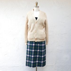 50s Wool Skirt, Size M Pendleton Pencil Skirt in Kennedy Tartan Plaid