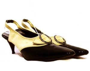 Size 8 Titanic Style Shoes - 1900s 1910s Inspired Heels from the 1950s - Dove Gray Suede & Black  - Fashionconstellate.com
