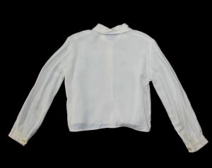 Size 4T Girl's 1950s Shirt - Toddler's Winter White Long Sleeve Button Front Top with Red and Blue  - Fashionconstellate.com