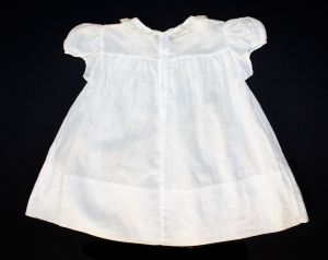 Antique Style Infant's Dress - Size 3 to 6 Months Baby Frock - Sheer White with Smocking  - Fashionconstellate.com