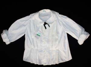 Child's 1950s White Cotton Blouse with Edwardian Appeal - Size 8 10 Girls Dress Shirt - Button Front