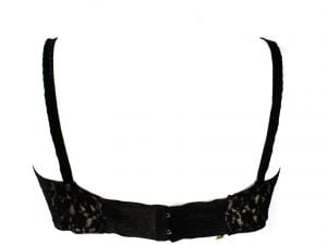 Size 38B 1950s Bra - Black Sheer Lace with Illusions Caps - Sexy 50s Pin Up Lingerie - Madison Ave  - Fashionconstellate.com