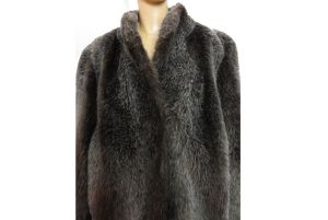 Vintage 70s Short Fake Fur Brown Gray Faux Fur Teddy Bear Coat by Hillmoor  | M/L - Fashionconstellate.com