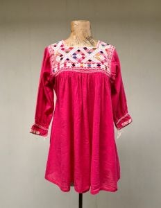 Vintage 1970s Embroidered Guatemalan Blouse, 70s Rose Cotton Gauze Peasant Blouse, Woven Hand-Loomed - Fashionconstellate.com